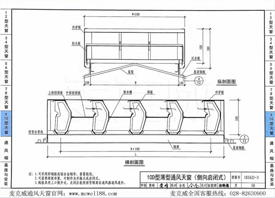 10D型薄型通風天窗 10D型薄型通風天窗