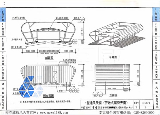 18j621-3圖集1型通風(fēng)天窗 18j621-3圖集1型通風(fēng)天窗