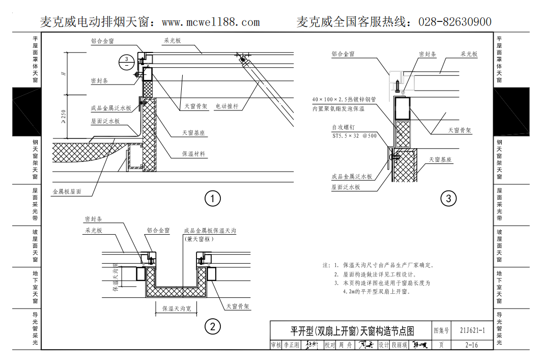 平開型(雙扇上開窗)天窗構造節(jié)點圖 平開型(雙扇上開窗)天窗構造節(jié)點圖